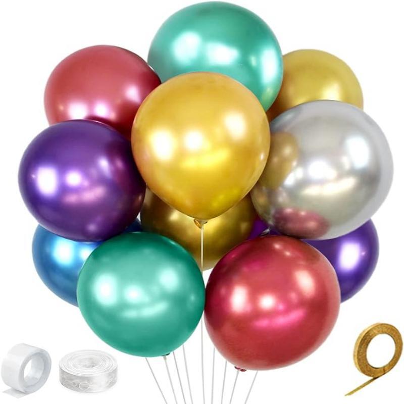 50 PCS Colourful Chrome Metallic Latex Balloons Party Decorations