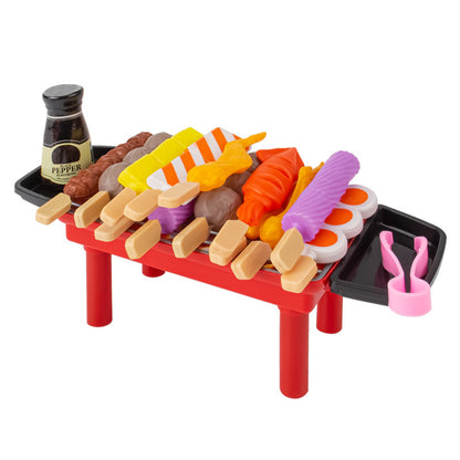 27 PCS BBQ Grill Pretend Play Kitchen Cooking Food Barbecue Cookware Kids Toy Set