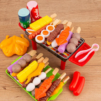 27 PCS BBQ Grill Pretend Play Kitchen Cooking Food Barbecue Cookware Kids Toy Set