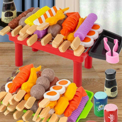 27 PCS BBQ Grill Pretend Play Kitchen Cooking Food Barbecue Cookware Kids Toy Set