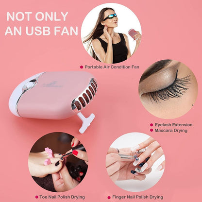 USB Mini Portable Rechargeable Fan Electric Bladeless Handheld Air Cooler for Eyelash