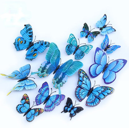 12-Piece 3D Butterfly Wall Decor Butterflies Stickers for Party Decorations with Magnets (Blue)