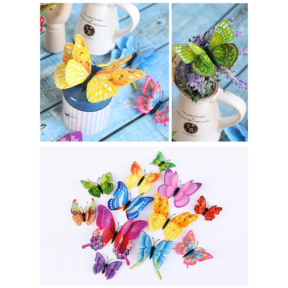 12-Piece 3D Butterfly Wall Decor Butterflies Stickers for Party Decorations with Magnets (Pink)