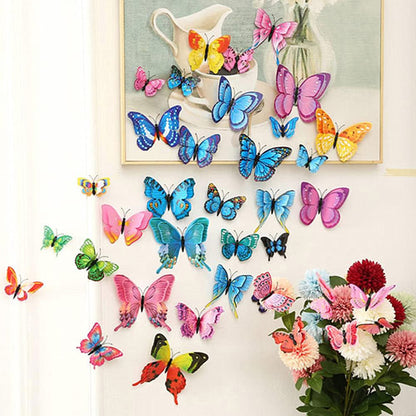 12-Piece 3D Butterfly Wall Decor Butterflies Stickers for Party Decorations with Magnets (Colourful)