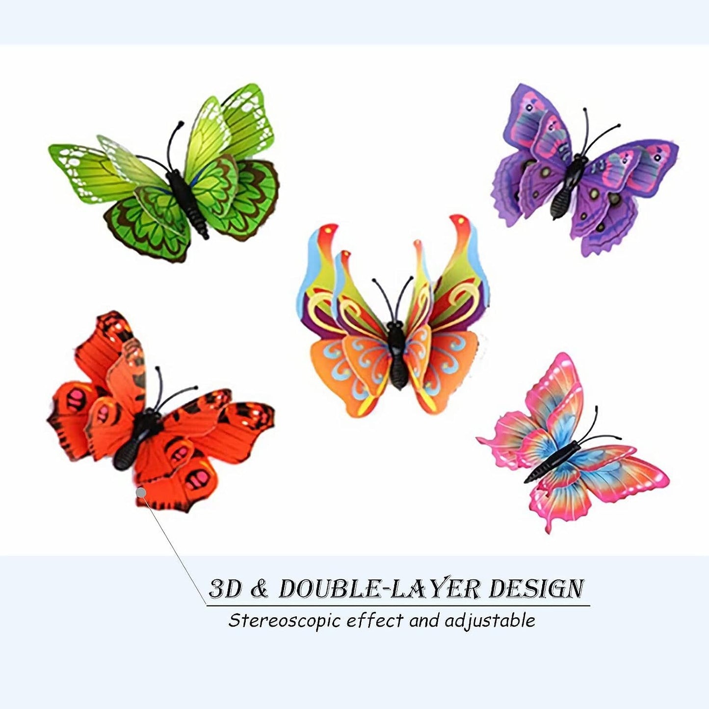 12-Piece 3D Butterfly Wall Decor Butterflies Stickers for Party Decorations with Magnets (Colourful)