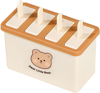 Adorable Bear Ice Cream Pop Molds 4 Piece BPA Free Popsicle Maker Set