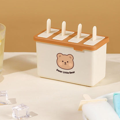 Adorable Bear Ice Cream Pop Molds 4 Piece BPA Free Popsicle Maker Set