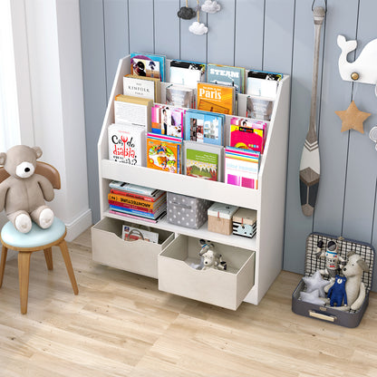 Clover Bookcase Storage Shelf Magazine Rack with Drawers