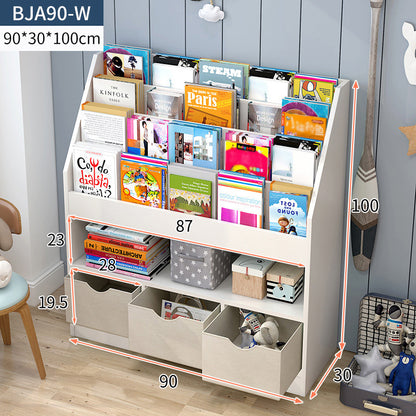 Clover Large Bookcase Storage Shelf Magazine Rack with Drawers