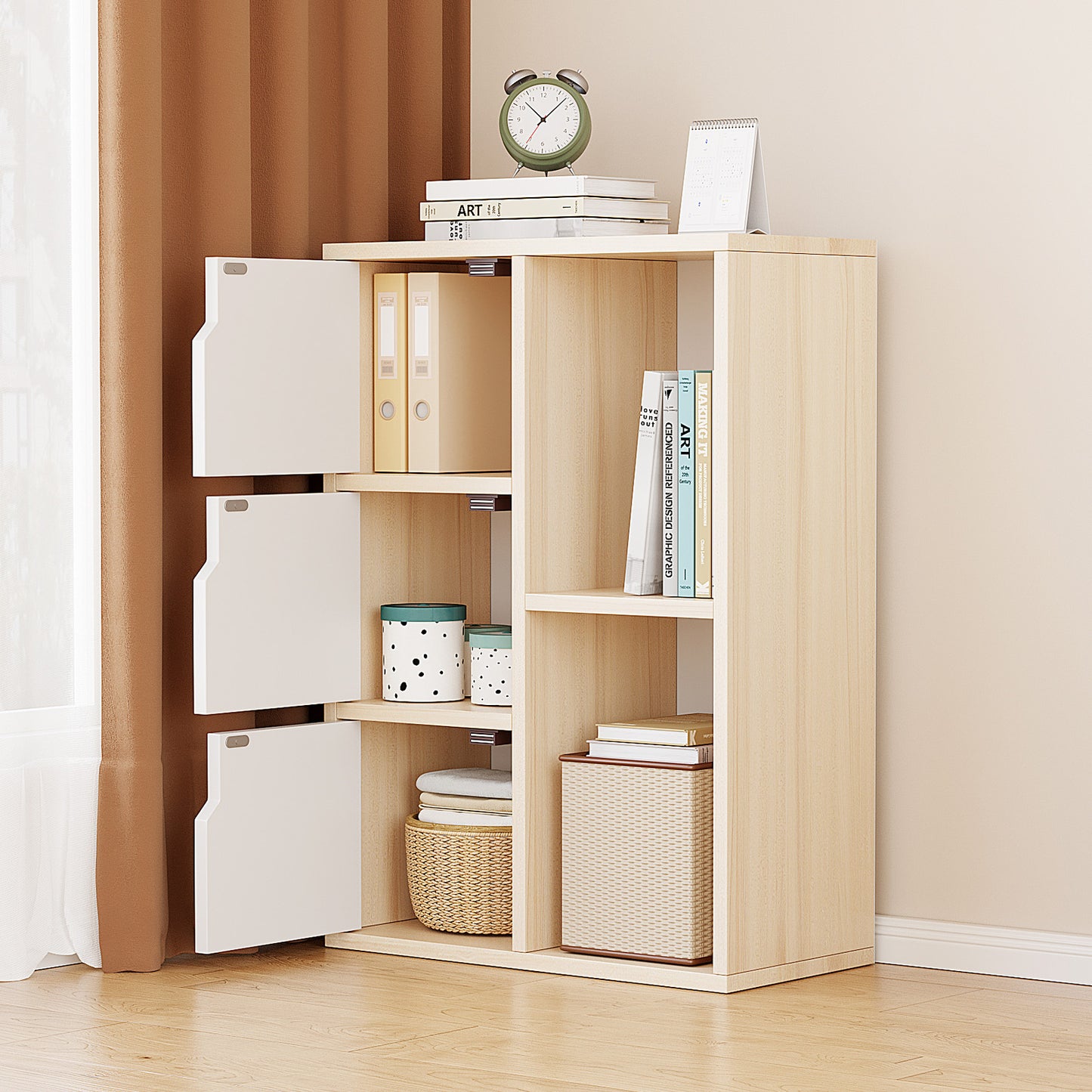 Verve Organizer Bookcase Storage Display Shelf Cabinet (White Oak)