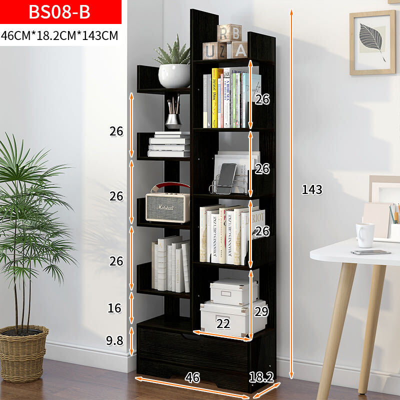 8-Tier 11-Shelf Display Storage Utility Book Shelf Bookcase Shelving (Black Wood)