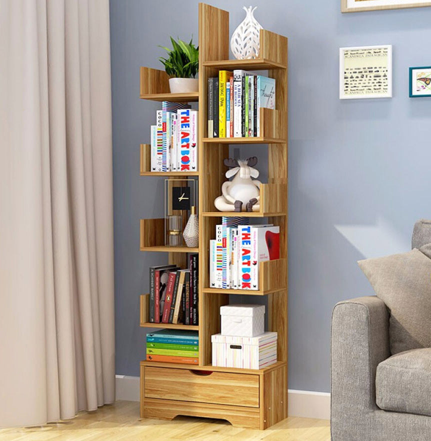 8-Tier 11-Shelf Display Storage Utility Book Shelf Bookcase Shelving (Natural Oak)