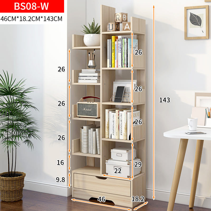 8-Tier 11-Shelf Display Storage Utility Book Shelf Bookcase Shelving (White Oak)