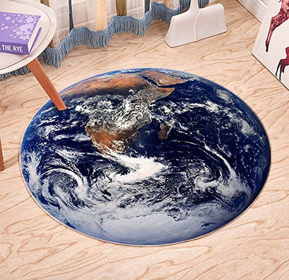 Lush Plush Infinity Earth Planet World Round Rug