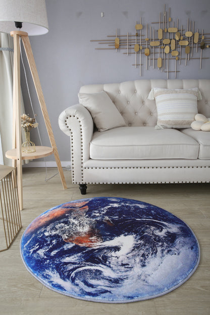 Lush Plush Infinity Earth Planet World Round Rug