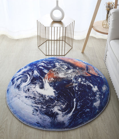 Lush Plush Infinity Earth Planet World Round Rug