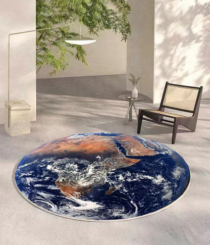 Lush Plush Infinity Earth Planet World Round Rug