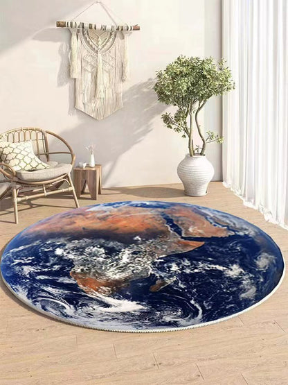 Lush Plush Infinity Earth Planet World Round Rug