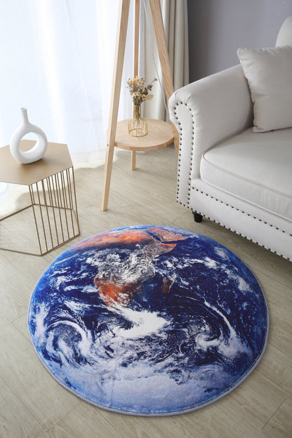 Lush Plush Infinity Earth Planet World Round Rug