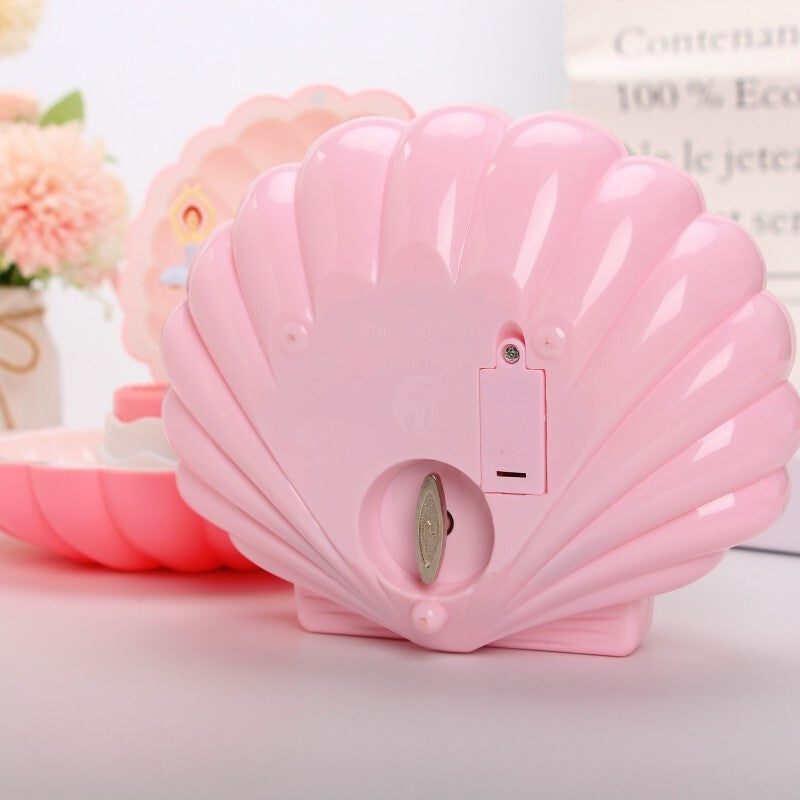 Deluxe Multifunction Dancing Ballerina Shell Music Box Jewellery Organiser (Pink)