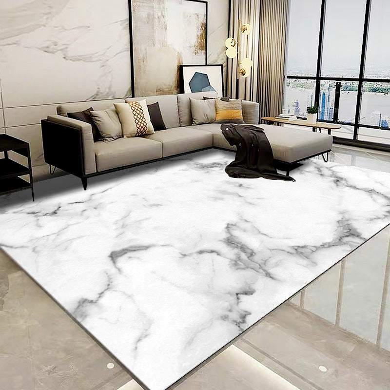 XL Extra Large Lush Plush White Marble Rug Carpet Mat (300 x 200)