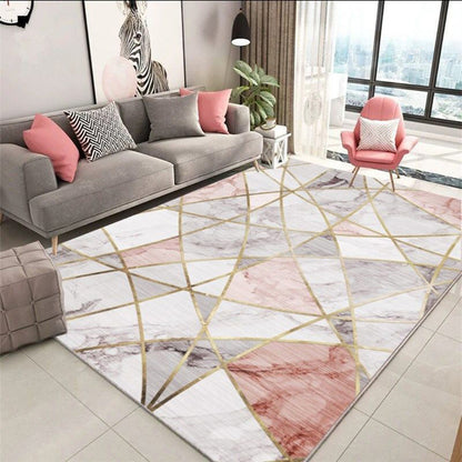 XL Extra Large Lush Plush Pink Marble Rug Carpet Mat (300 x 200)