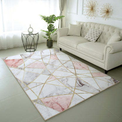 XL Extra Large Lush Plush Pink Marble Rug Carpet Mat (300 x 200)