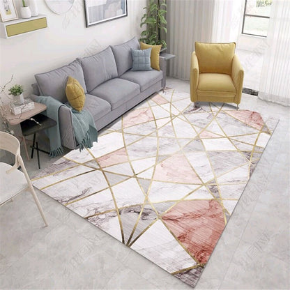 XL Extra Large Lush Plush Pink Marble Rug Carpet Mat (300 x 200)