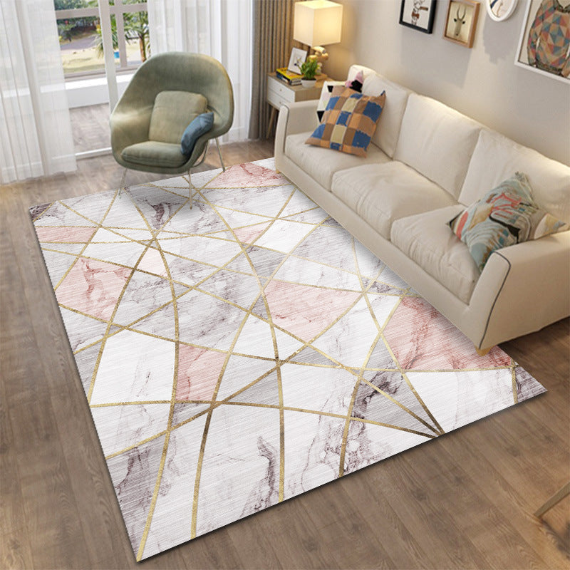 XL Extra Large Lush Plush Pink Marble Rug Carpet Mat (300 x 200)