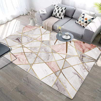 XL Extra Large Lush Plush Pink Marble Rug Carpet Mat (300 x 200)