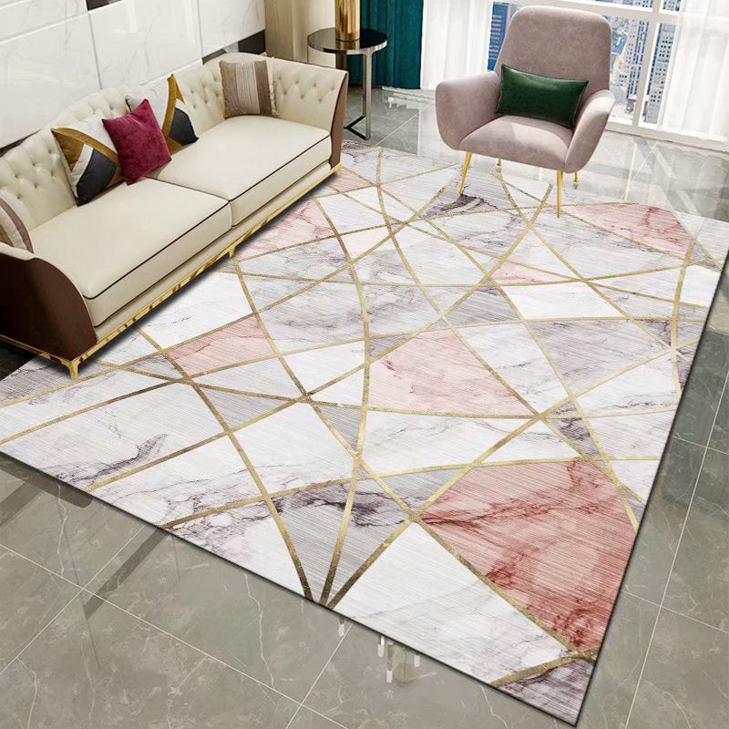 XL Extra Large Lush Plush Pink Marble Rug Carpet Mat (300 x 200)