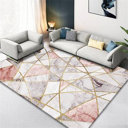 XL Extra Large Lush Plush Pink Marble Rug Carpet Mat (300 x 200)