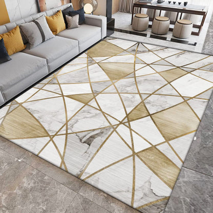 XL Extra Large Lush Plush Gold Marble Rug Carpet Mat (300 x 200)