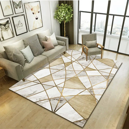 XL Extra Large Lush Plush Gold Marble Rug Carpet Mat (300 x 200)