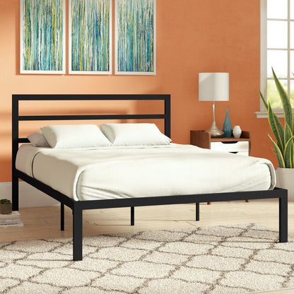 Titan Heavy Duty Metal Platform Bed Base Frame - Queen Size, Black Steel