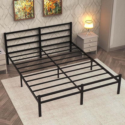 Titan Heavy Duty Metal Platform Bed Base Frame - Queen Size, Black Steel