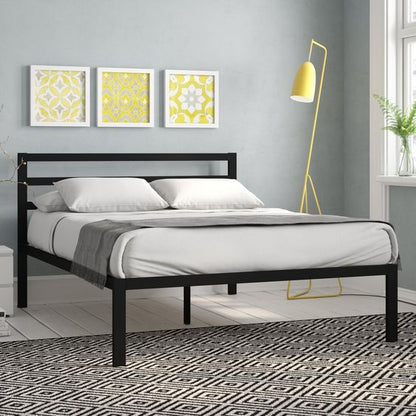 Titan Heavy Duty Metal Platform Bed Base Frame - Queen Size, Black Steel