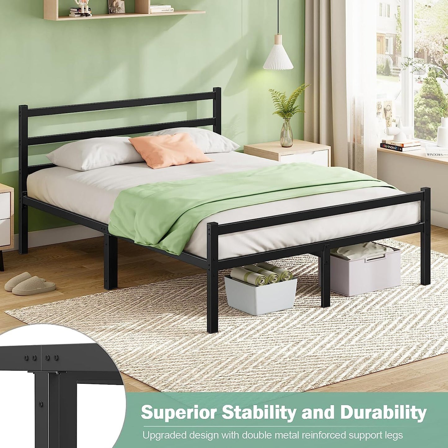 Ultimate Comfort Queen Innerspring Mattress & Heavy-Duty Bed Frame Set