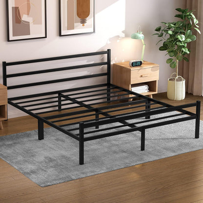 Titan Heavy Duty Metal Platform Bed Base Frame - King Size, Black Steel