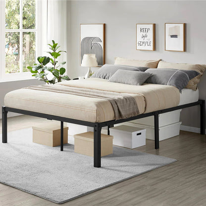 Titan Heavy Duty Metal Platform Bed Base Frame - Double Size, Black Steel