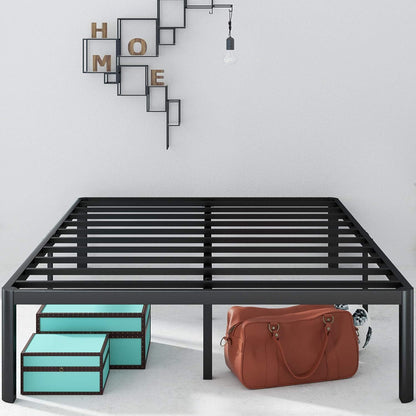 Titan Heavy Duty Metal Platform Bed Base Frame - Double Size, Black Steel