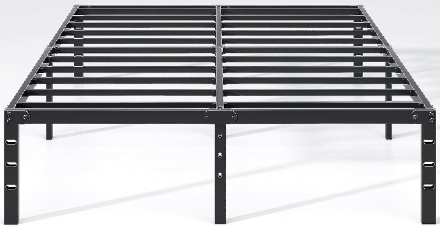 Titan Heavy Duty Metal Platform Bed Base Frame - Double Size, Black Steel