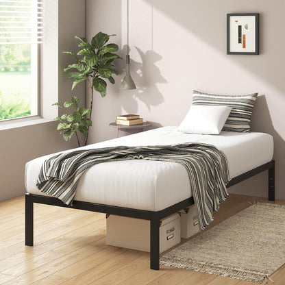 Titan Heavy Duty Metal Platform Bed Base Frame - Single Size, Black Steel