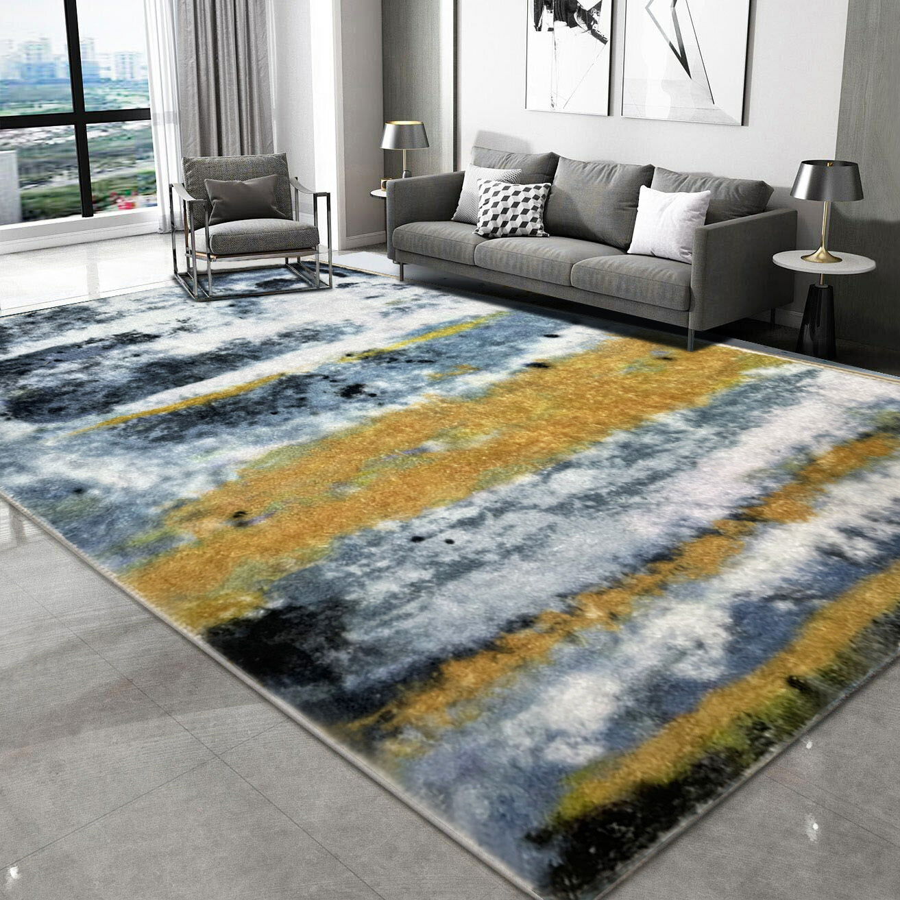 XL Large Lush Plush Coastal Carpet Rug (280 x 180)