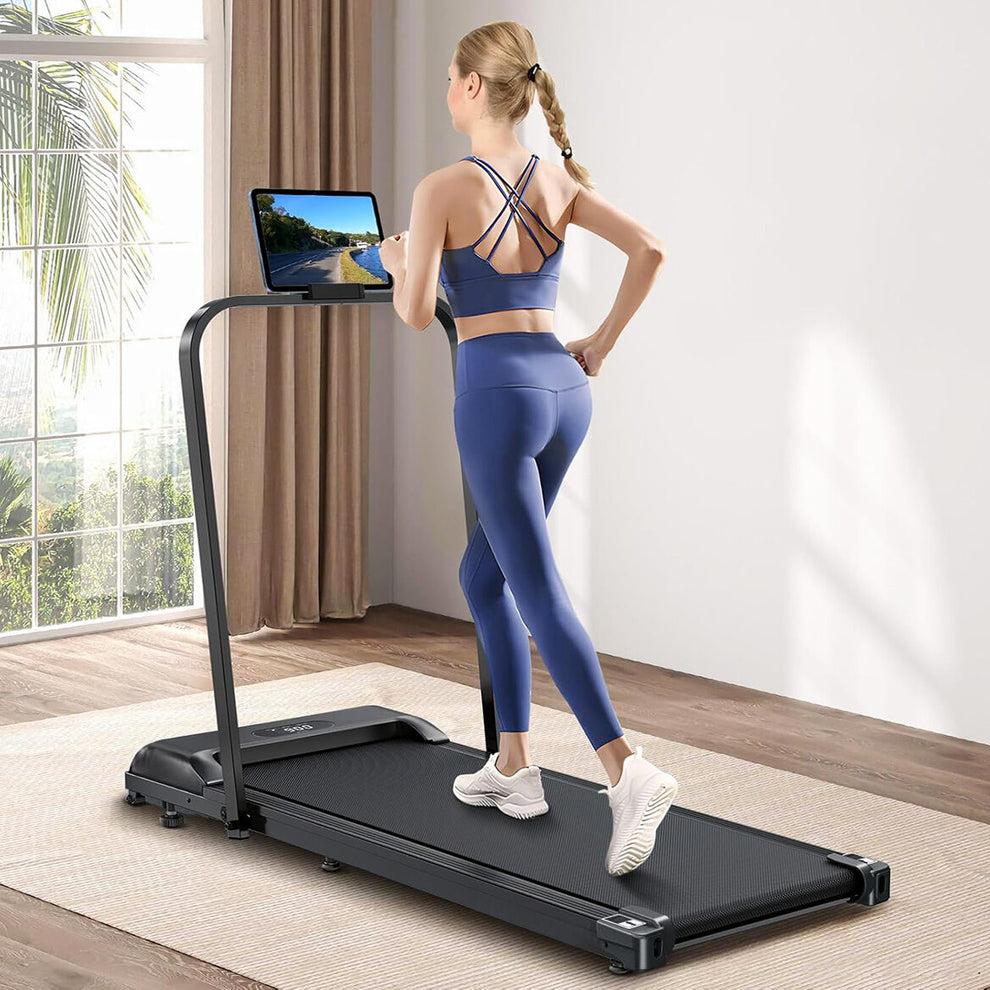 2-in-1 Fitness Foldable Electric Treadmill Space-Saving Machine Walkin
