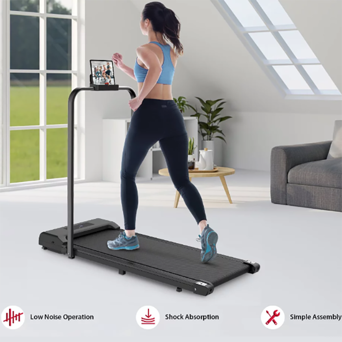 2-in-1 Fitness Foldable Electric Treadmill Space-Saving Machine Walking Running Pad