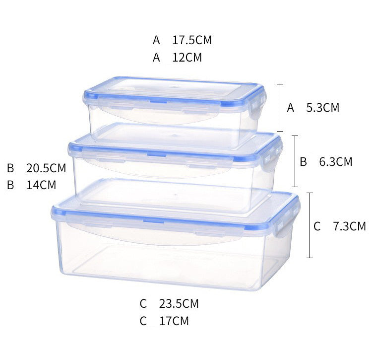 3 X Food Storage Lunchboxes Containers Set with Lids (Set of 3, Rectangle)