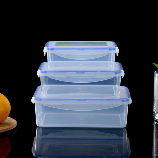 3 X Food Storage Lunchboxes Containers Set with Lids (Set of 3, Rectangle)