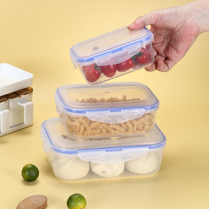 4 X Food Storage Lunchboxes Containers Set with Lids (Set of 4, Rectangle)