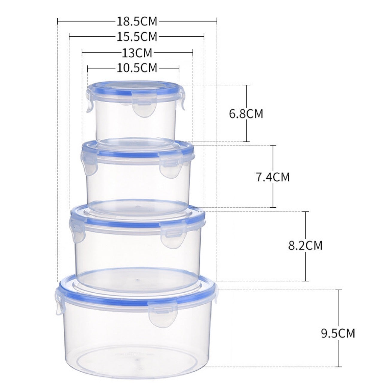 4 X Food Storage Containers Set with Lids (Set of 4, Round)